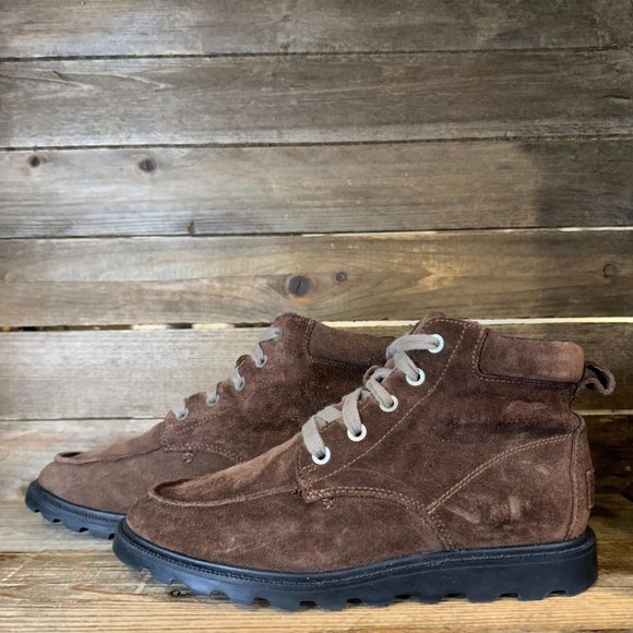 Womens Sorel Madson Brown Suede Moc Toe Waterproof Winter Ankle Boots Size 6.5 M - Picture 2 of 6